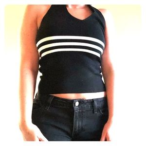 Vintage black and white strip tube top